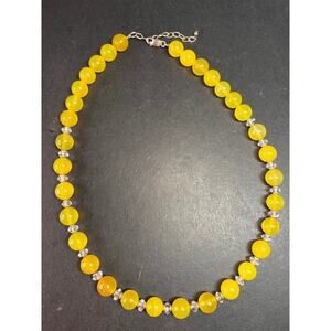 NEW Yellow chalcedony and quartz Sterling silver necklace